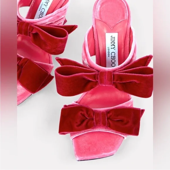 New JIMMY CHOO Flaca 100 Bow-Embellished Velvet Mules 36 $1,095 - Picture 4 of 15